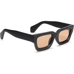 🆕 Gfuiara Trendy Square Sunglasses Women Brown Fashion Thick Rectangle Shades